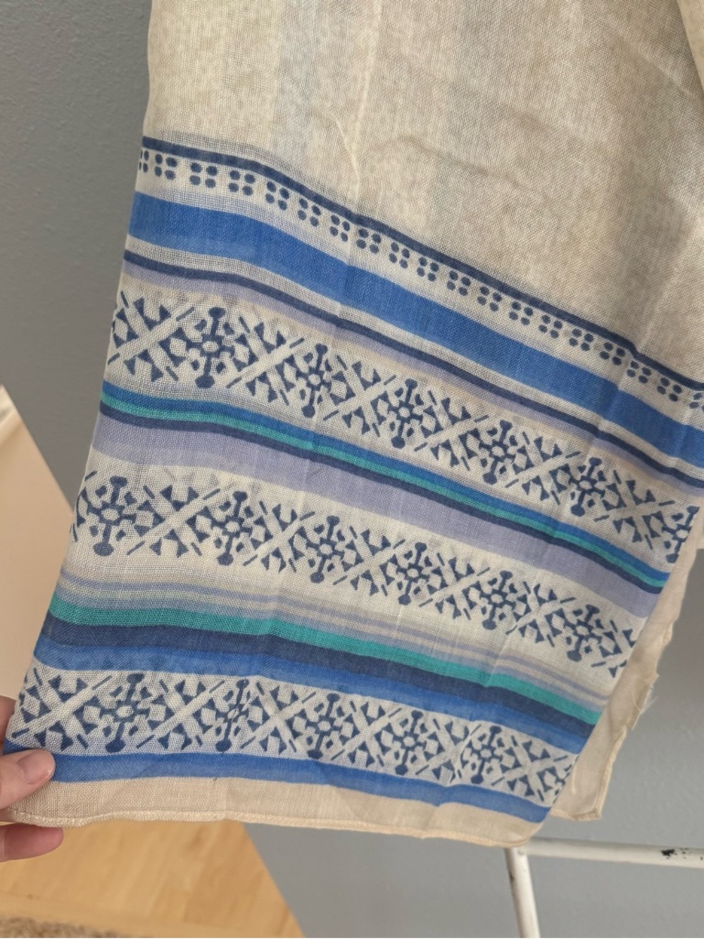 Blue Patterned Scarf - Picture 3 of 3
